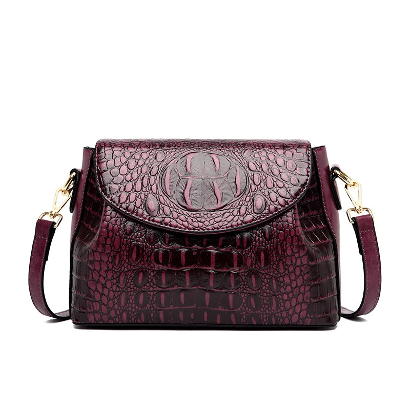 Female Bag Genuine Leather Casual Tote Bags Crocodile Pattern Shoulder