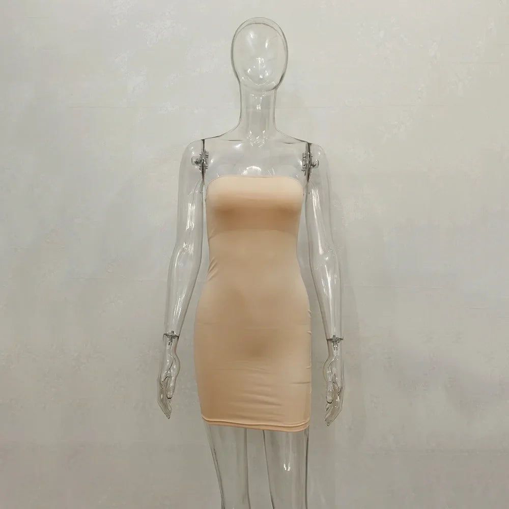 BKLD Sexy Off Shoulder Tube Dress Solid 2025 New Summer Women Bodycon Strapless Dress Black Mini Dress Women Slim Party Clubwear