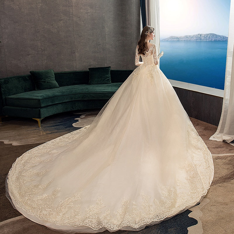 White Bridesmaid Dresses: White Ivory Champagne Wedding Dresses With Sleeve Illusion