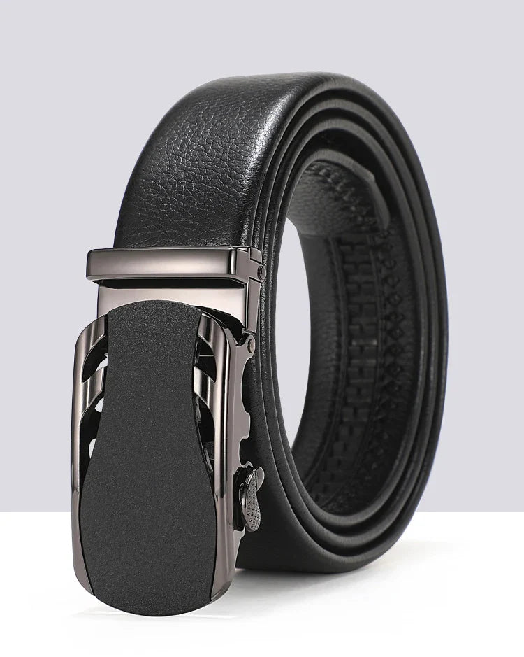 CEXIKA Men's Genuine Leather Automatic Buckle Belt Custom Engraved Name/Logo Ideal Waist Belt for Father's Day Personalized Gift