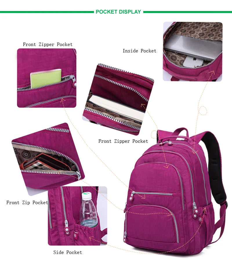 TEGAOTE Aesthetic School Backpacks for Teenagers Girl 2024 Nylon Waterproof Travel BackPack Purse Women Laptop Bagpack Mochila