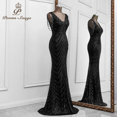 black evening dresses vestidos elegantes para mujer de noche largo