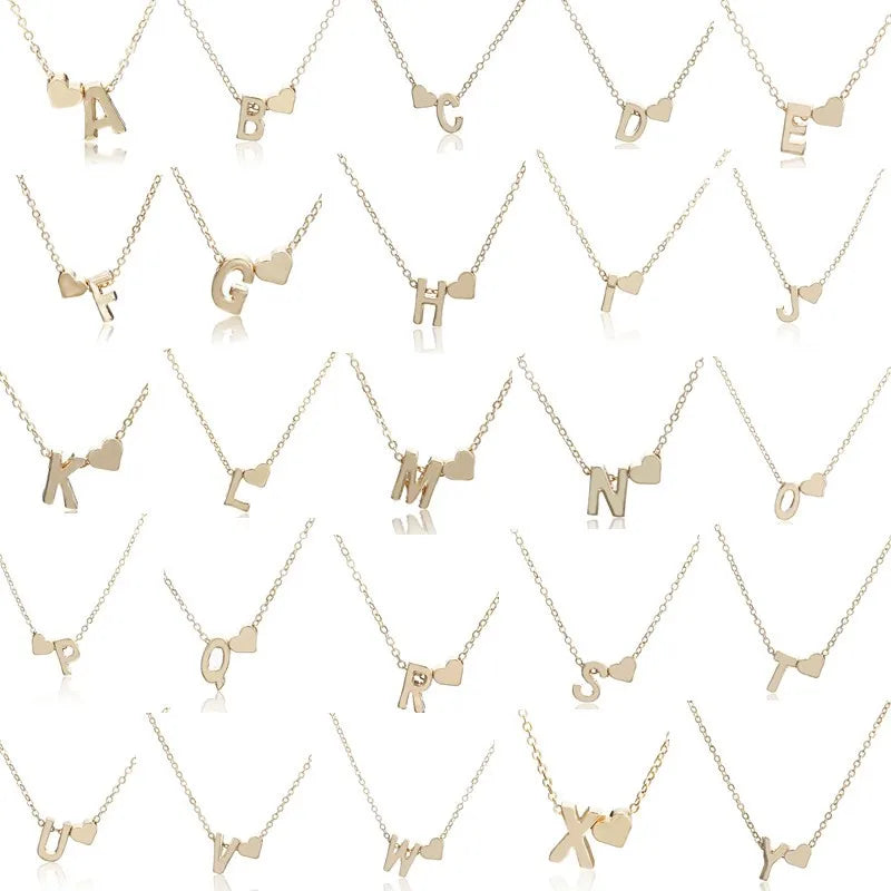 Tiny Heart Dainty Initial Necklace With Letter Name Choker Necklace