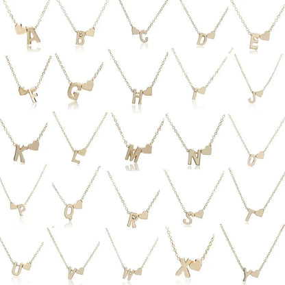 Tiny Heart Dainty Initial Necklace With Letter Name Choker Necklace