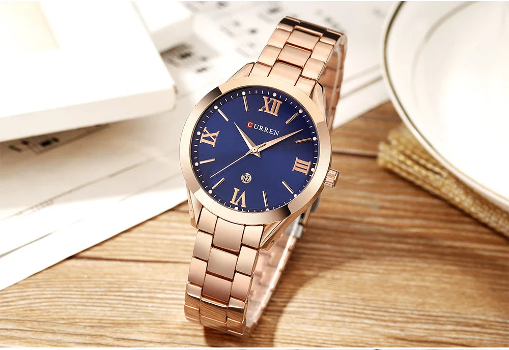 CURREN Ladies Watch For Women Fashion Retro Female Waterproof Watch Steel Quartz Watch For Women Christmas Relógio Feminino 9007