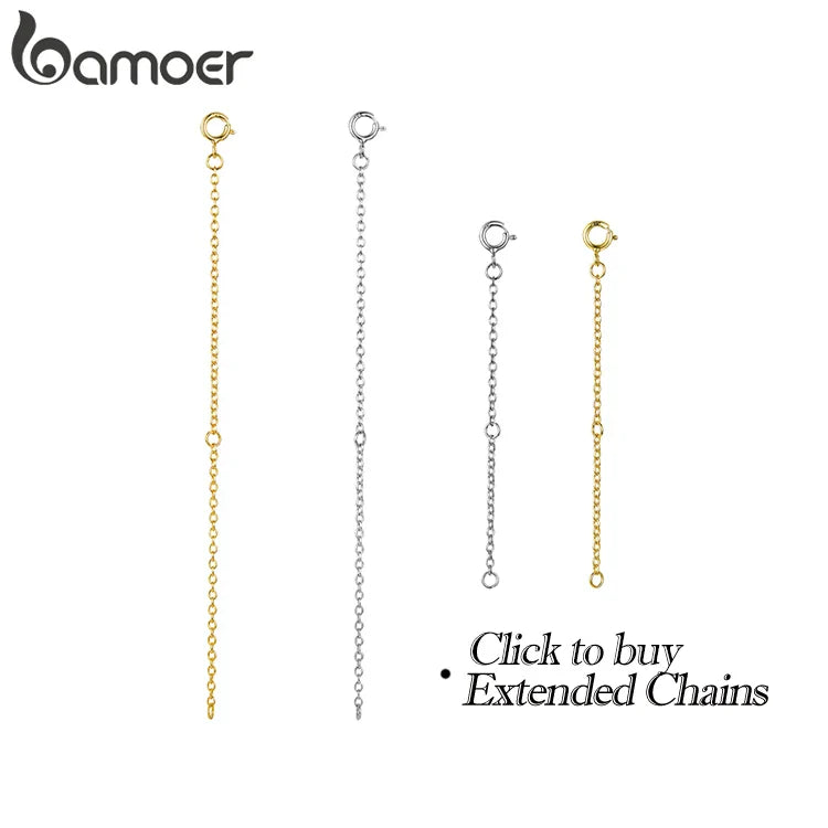 BAMOER Classic Basic O-chain Solid 925 Sterling Silver Lobster Clasp Adjustable Necklace Box Cable Chain DIY Jewelry for Women