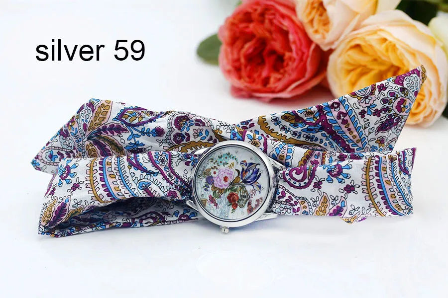 Shsby New Ladies Cloth Wristwatch Fashion Women Dress Watch High Quality Silver  Quartz Watch Sweet Girls Watch Fabric Clock