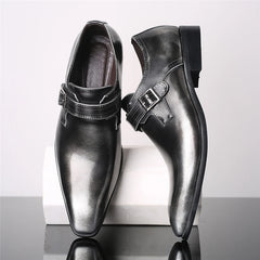 Men's Buckle winklepicker Shoes Point toe Business Dress patent Leather Shoes