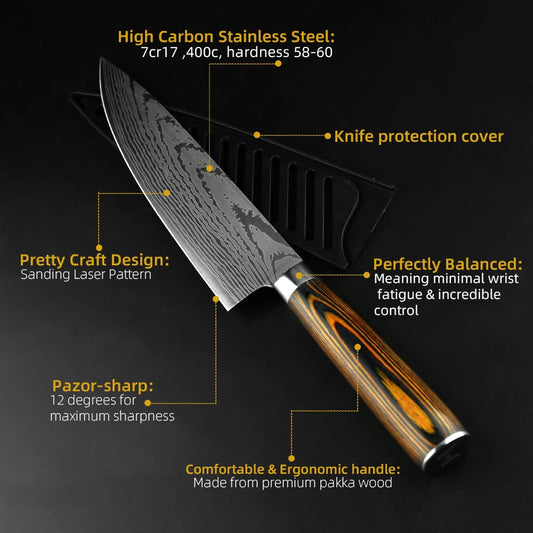 Kitchen Knife Set Chef Knives Japanese 7CR17 440C High Carbon Stainless Steel