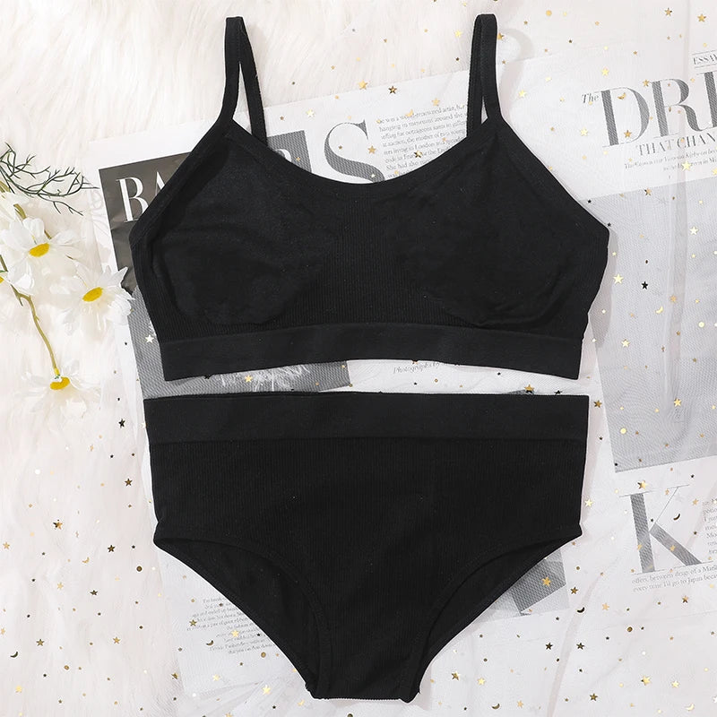 Women Bra Briefs Set Seamless Bra And High Waist Panties Set Underwear Female