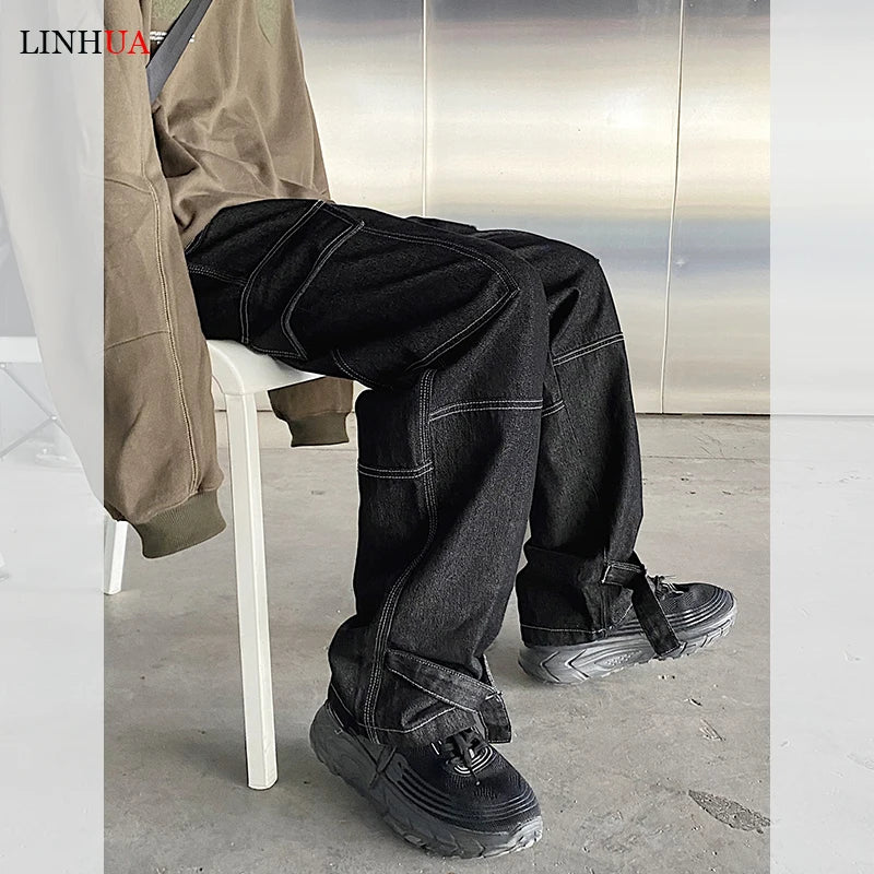 Men Wide Leg Jeans Mens Spring cargo pants Hip Hop Streetwear