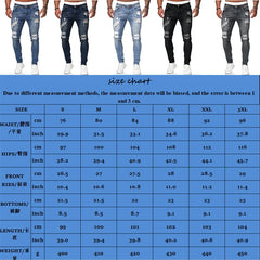 Mens Ripped Skinny Jeans Blue Slim Fit Hole Pencil Pants Biker Casual Trousers