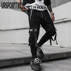 Cargo Pants Hip Hop Joggers Men Loose Harem Pants Multi-pocket Ribbon Men's Pants