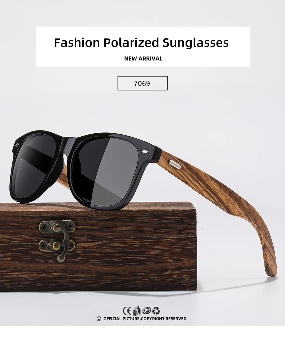 GM Brand 2021 Fashion 100%Handmade Natural Wooden Men Sunglasses Polarized Sun Glasses Women UV400 With Wooden Box