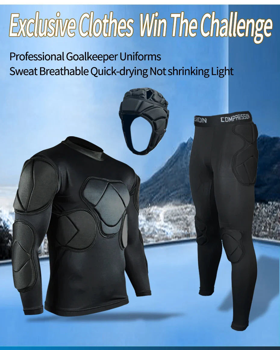 Men's Soccer Goalkeeper Jersey Training Uniform EVA Thick Sponge Protection Football Goalkeeper Uniform Sport Pants