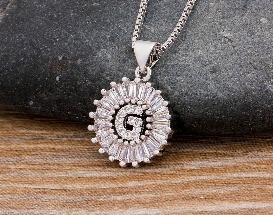 NIdin Hot Sale 2 Colors Initial Letter Pendant 26 Letters Charm Name Necklace Top Quality Copper Zircon Jewelry Birthday Gift
