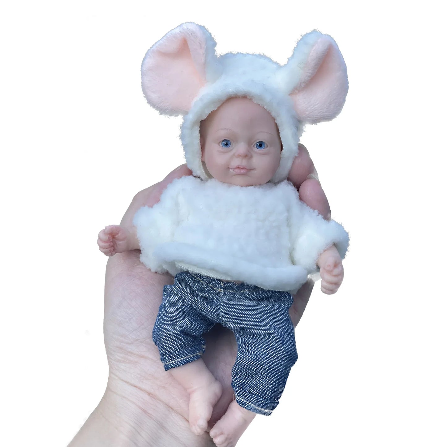 AnjoDoll Lovely 6 Inch Palm Newborn Babies Full Body Silicone Boys Reborn Dolls Bebe Reborn Corpo De Silicone Inteiro