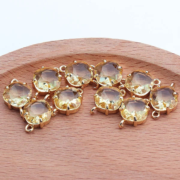 GUFEATHER,10pcs/lot,M438,jewelry accessories,diy bracelet,copper metal,hand made,glass pendant,charms,jewelry making,diy earring