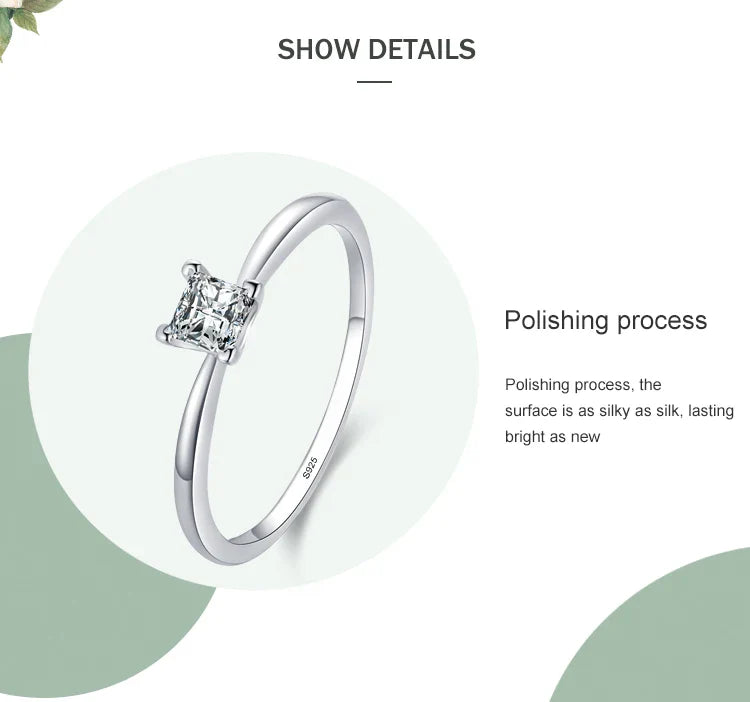 Ailmay High Quality Fashion Shiny Clear Zircon Wedding Female Finger Ring For Women Simple Square Ring Fine Jewelry