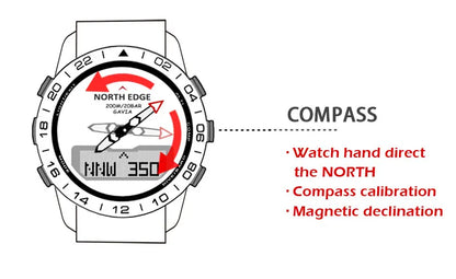 NORTH EDGE Mens Dive Watch Military Army Luxury Full Steel Smartwatch Compass Altimeter Barometer Digital Clock Waterproof 200m