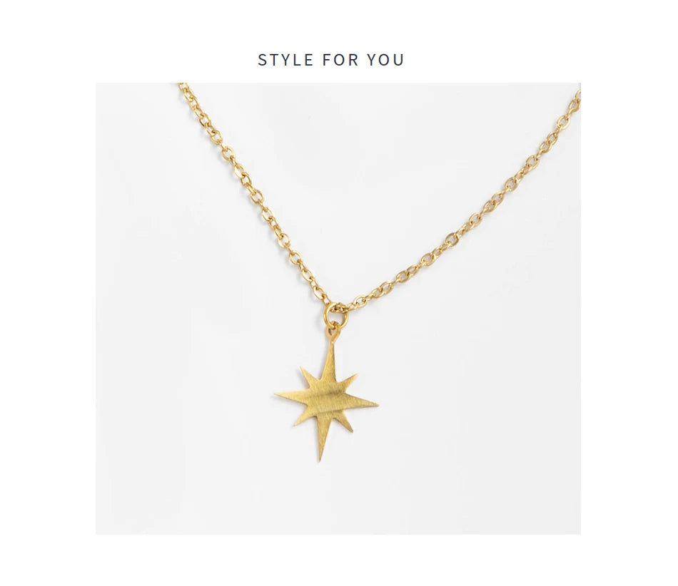316 L Stainless Steel Necklace For Women Gold Plated Star Pendant Clavicle Necklaces