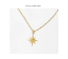 316 L Stainless Steel Necklace For Women Gold Plated Star Pendant Clavicle Necklaces