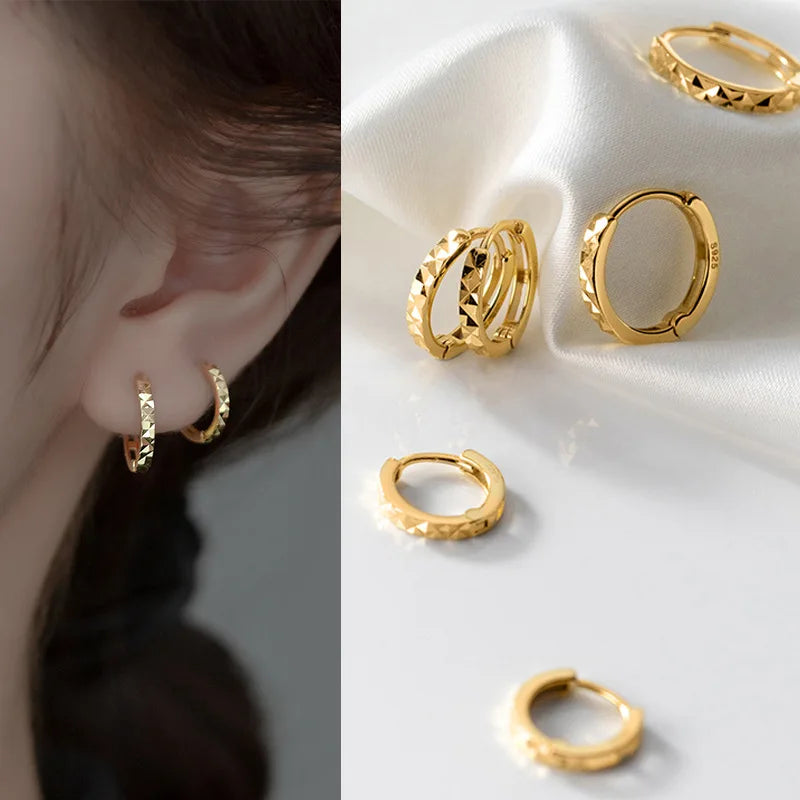 WANTME 925 Sterling Silver Simple Geometric Car Flower Circle Charm Earrings Fashion Gothic Wedding Piercing Hoop Jewelry Female