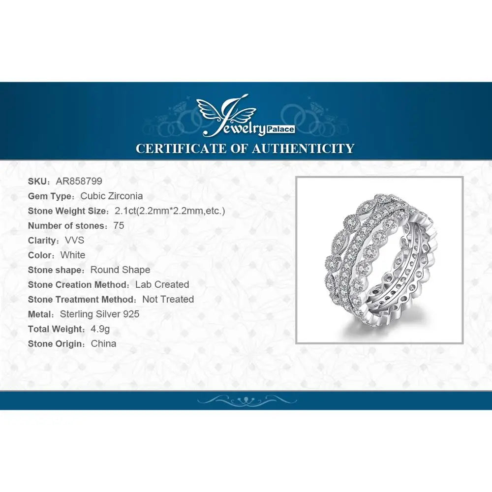 JewelryPalace 3 Pcs 925 Sterling Silver Yellow Rose Gold Band Ring Set Women