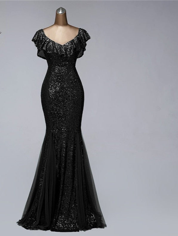 Evening wear Dresses: V-neck evening dresses long formal dress women