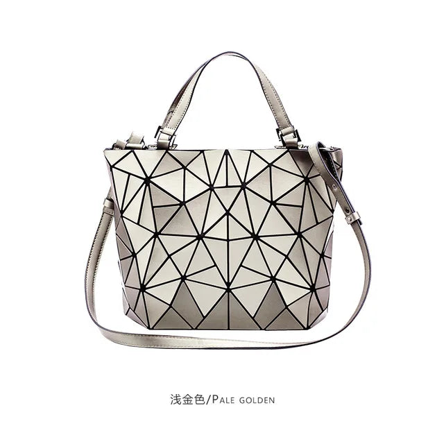 Luminous reflective  Bag Geometric Tote Folding Shoulder Bags for women