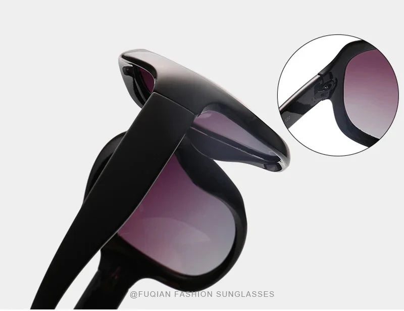 FUQIAN Brand Design Elegant Polarized Oversized Round Sunglasses Women Simple Fashion Big Plastic Ladies Sun Glasses UV400