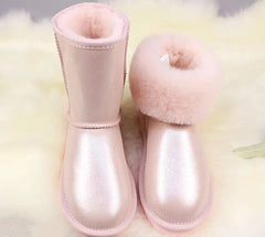 Genuine Sheepskin Leather Boots Women Winter Boots Warm Wool Snow Boots