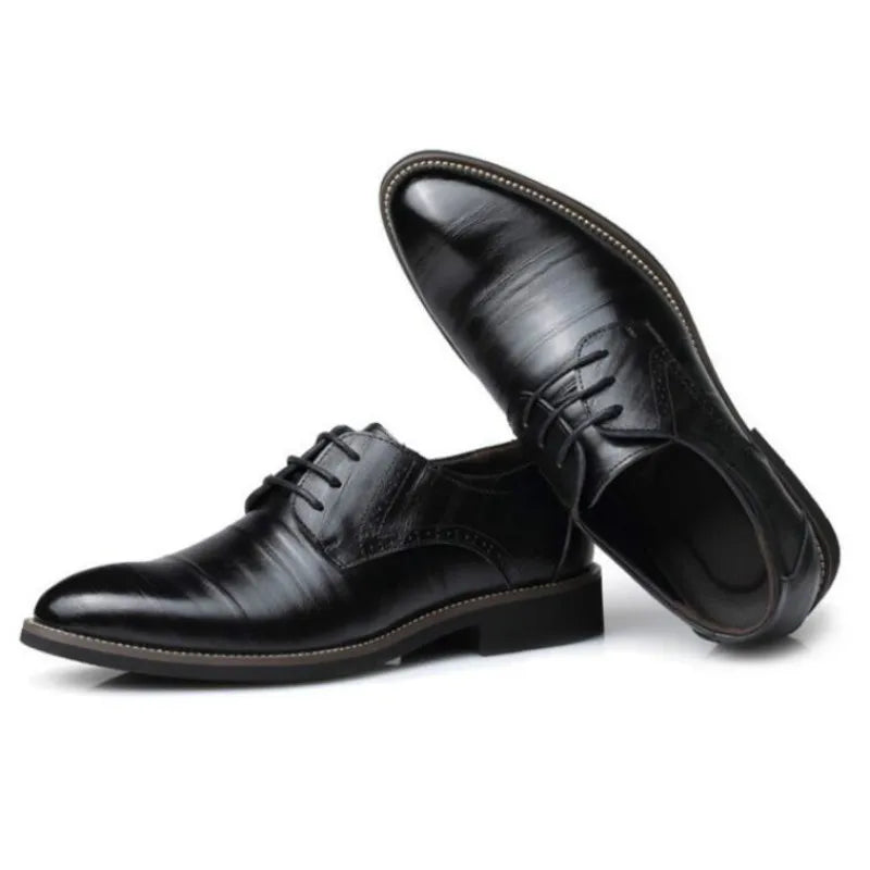 Men Oxfords Shoes British Black Blue Shoes Handmade Comfortable Formal Dress Men Flats Lace-Up Bullock Business Shoes hjm7