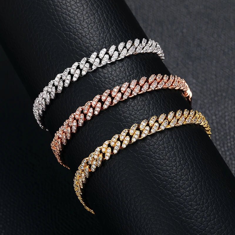 6mm 8mm Miami Cuban Chain Bracelet for Men Women Hip Hop 5A Cubic Zirconia Iced Out Jewelry