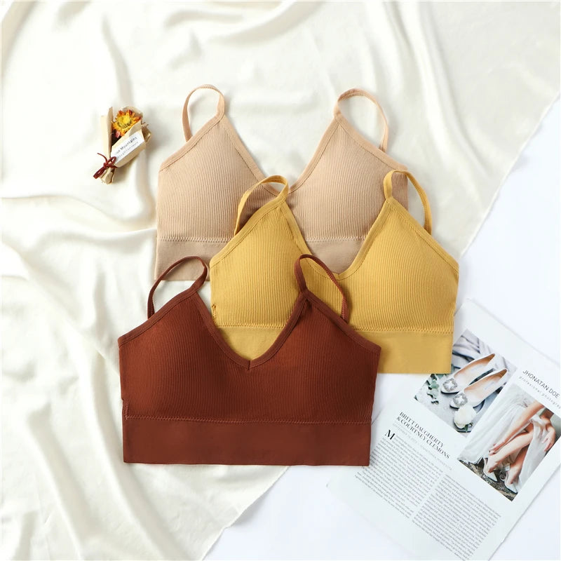 Bra Set Women Underwear Set Bralette Female Lingerie Ribbed Tops