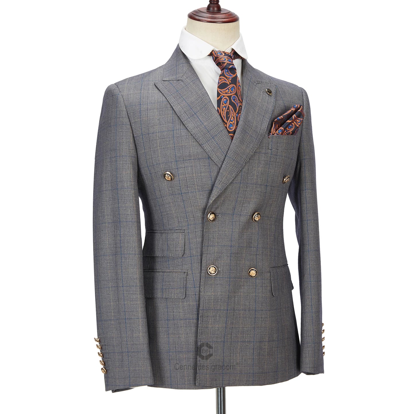 Tuxedo for Mens: Men Suit Tailor-Made Plaid Double Breasted 2 Pieces Blazer Pant