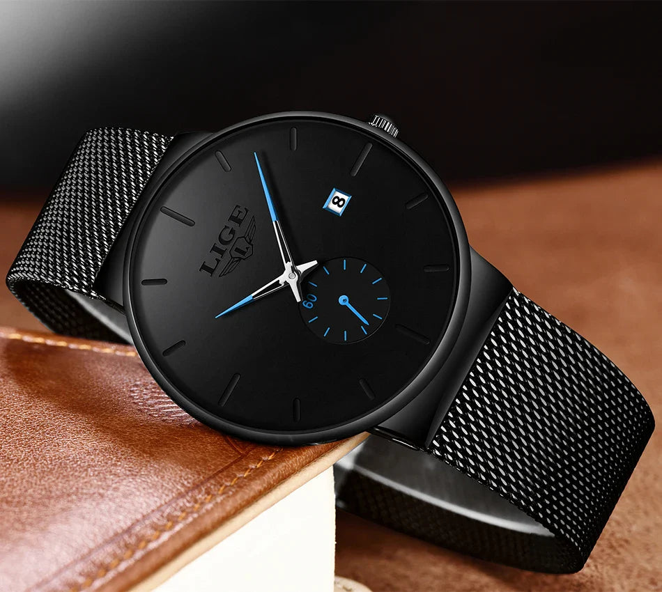 LIGE Ultra Thin Fashion Casual Ladies Watches Elegant Luxury Waterproof Business Quartz Watch for Women Gift Auto Calendar Clock