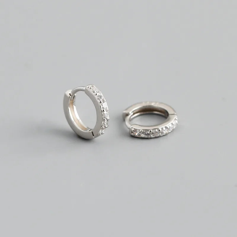 WANTME Real 925 Sterling Silver Gothic Simple White Zircon Hoop Earrings for Women Men Charms Unique Party Couple Jewelry 2021