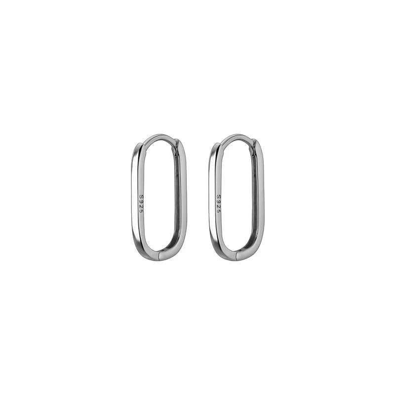 WANTME 925 Sterling Silver Simple Oval Glossy Huggies Ear Buckle for Women Fashion Bohemian European piercing Earrings Jewelry
