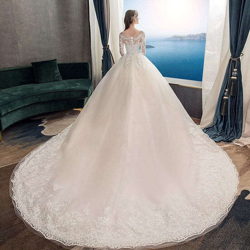 White Bridesmaid Dresses: White Ivory Champagne Wedding Dresses With Sleeve Illusion