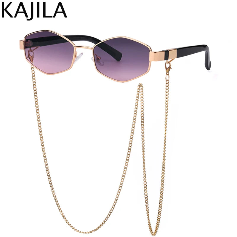 Sunglasses Women With Chain Brand Designer Punk Sun Glasses