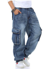 Men Jeans Baggy Hip Hop Jeans Multi Pockets Skateboard Jeans For Men Tactical