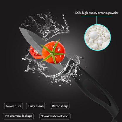 Ceramic Knife Set  3" 4" 5" inch Black Blade Plastic Handle with Cover for Cooking