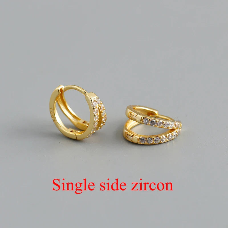 WANTME 925 Sterling Silver Simple Glossy Double Ear Buckle for Women Unique Charm Party Hoop Earrings Fine Jewelry Accessories