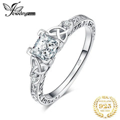 925 Sterling Silver Engagement Ring for Woman Celtic 5A CZ Simulated Diamond Ring