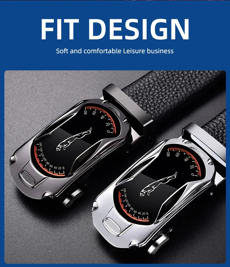 Belts for 3.5cm Width Sports Car Brand Fashion Automatic Buckle Black Genuine Leather Men's Jeans High Quality Waist Male Strap