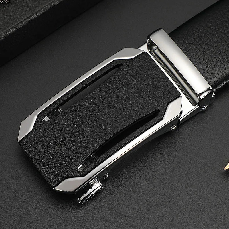 CEXIKA Men's Genuine Leather Automatic Buckle Belt Custom Engraved Name/Logo Ideal Waist Belt for Father's Day Personalized Gift