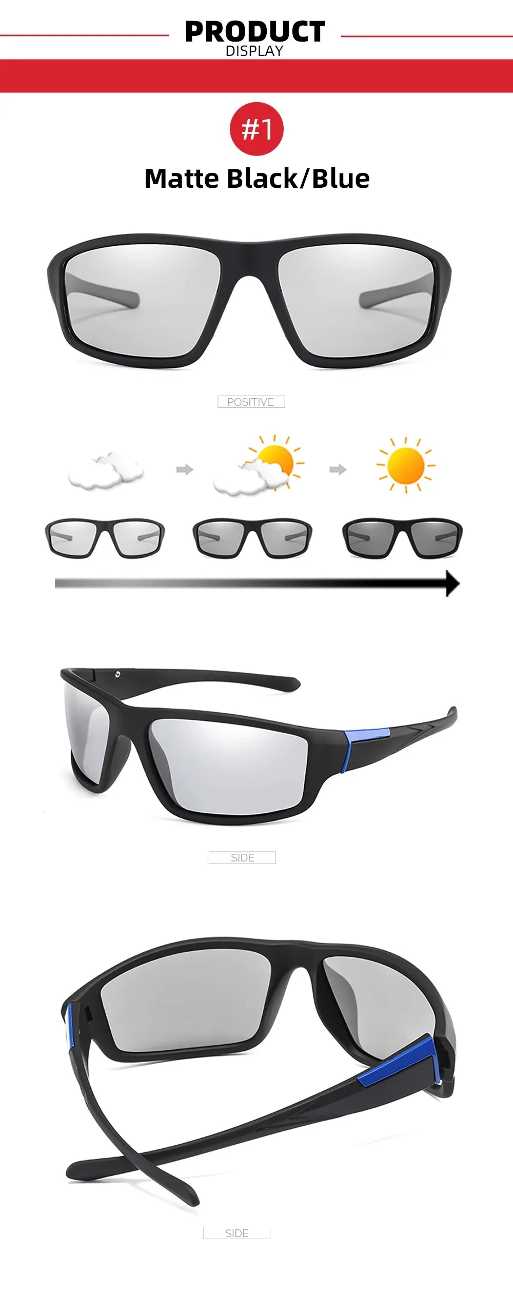 VIVIBEE Men Photochromic Sunglasses Black Sports Goggles Women Color Changing Polarized Driving 2026 Discoloration Sun Glasses