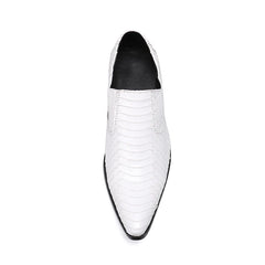Spring High Quality White Snake Skin Slip On Men Dress Shoes Genuine Leather Party