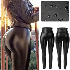 High Waist Faux Leather Leggings Women Thick Non See-through PU Leggings